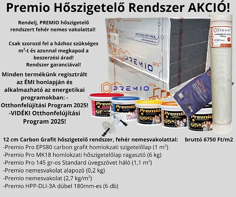 Premio hőszigetelő rendszer akció – 12 cm